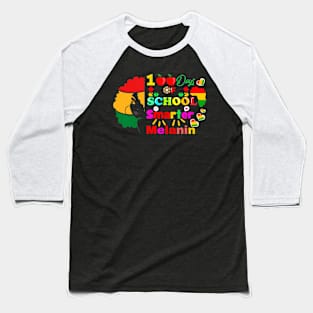 100Th Days Of School Smarter Melanin Juneteenth Afro Woman Baseball T-Shirt